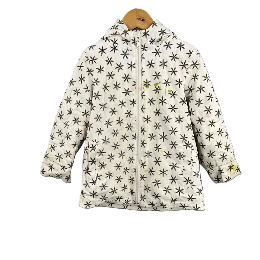 Kickee Pants Raincoat Fleece Lined White Zipper Star Hooded Jacket Size 3T Play
